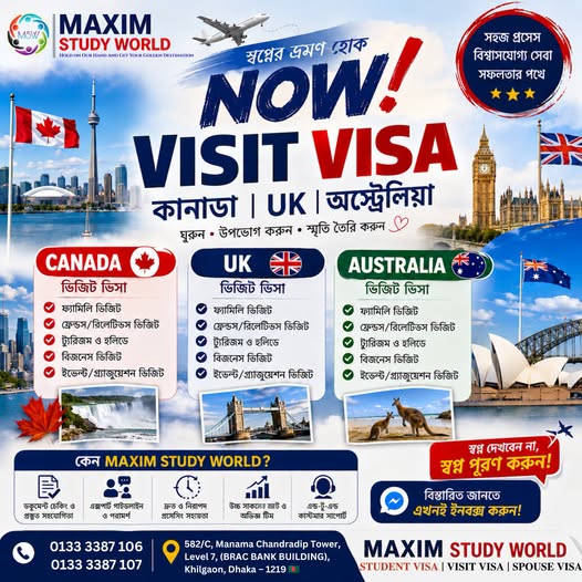 Visit visa — Canada, UK, Australia